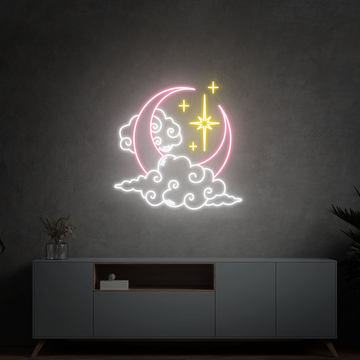 Custom anime neon sign moon stars neon cloud