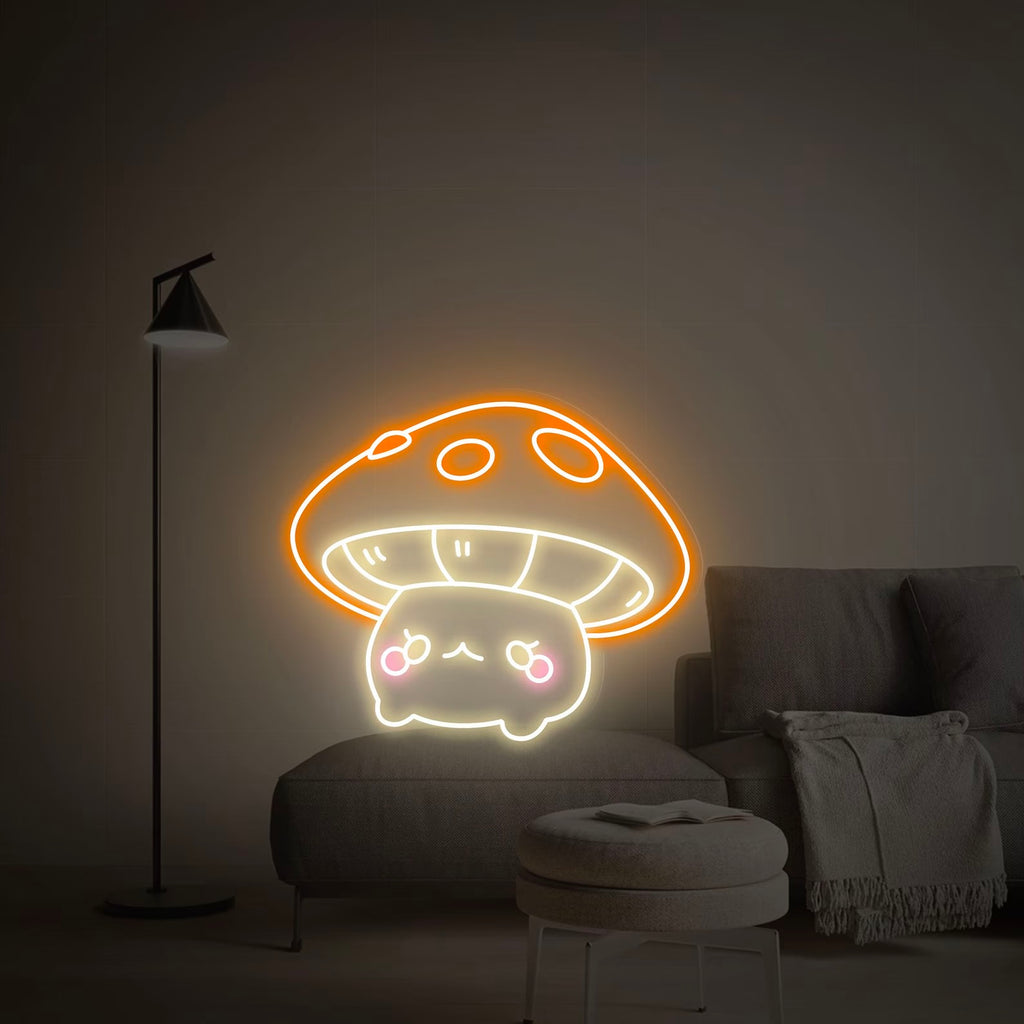Cute Custom Mushroom Neon Sign Orange