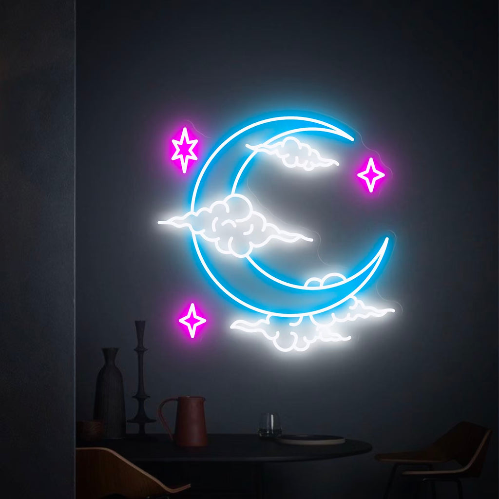Custom Neon Light Anime Cloud Moon for Home Decor