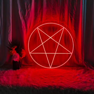 custom neon sign inverted pentagram in red