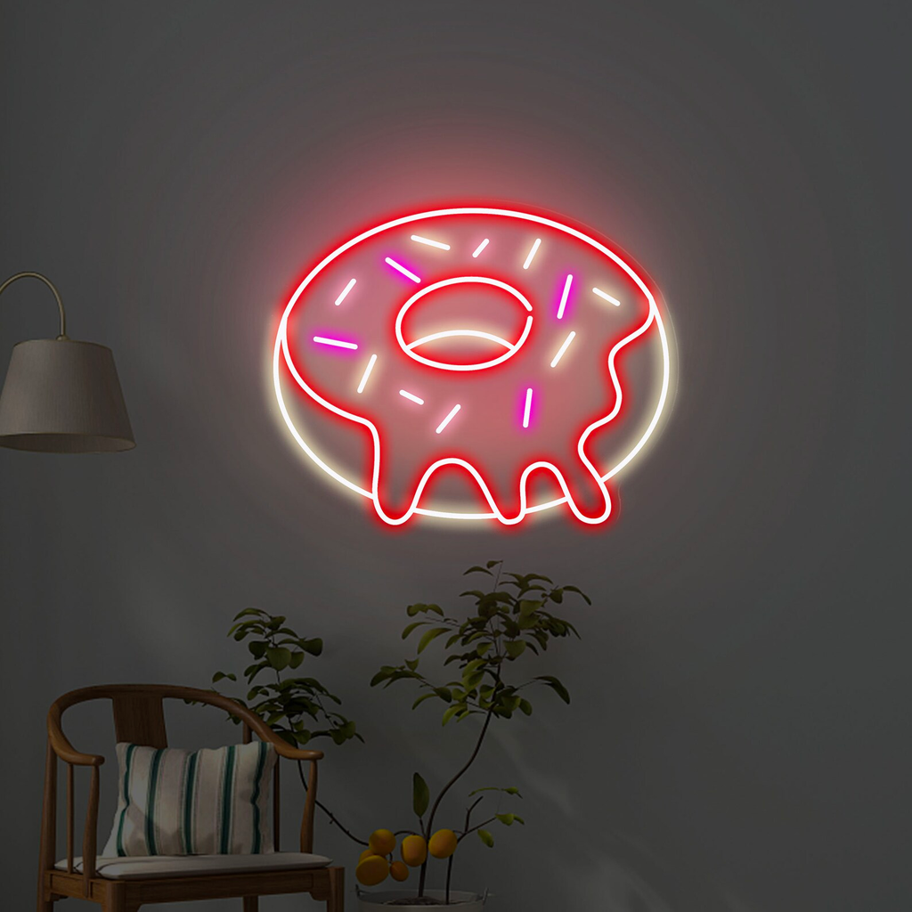Donut Neon Sign in Red