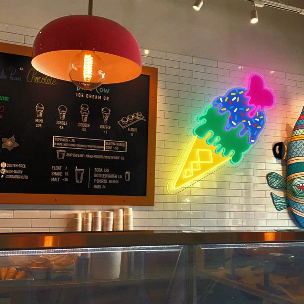 ice-cream neon sign with UV print for business
