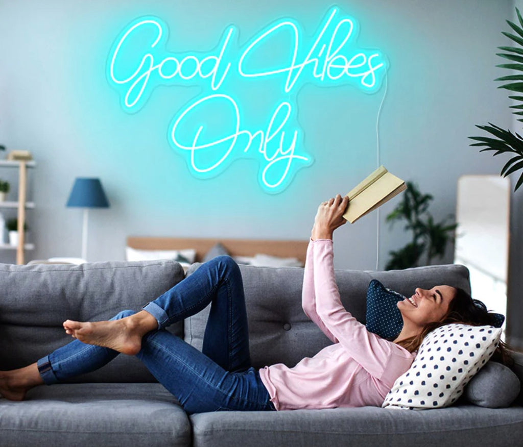 Good Vibes Only Neon Sign Ice Blue