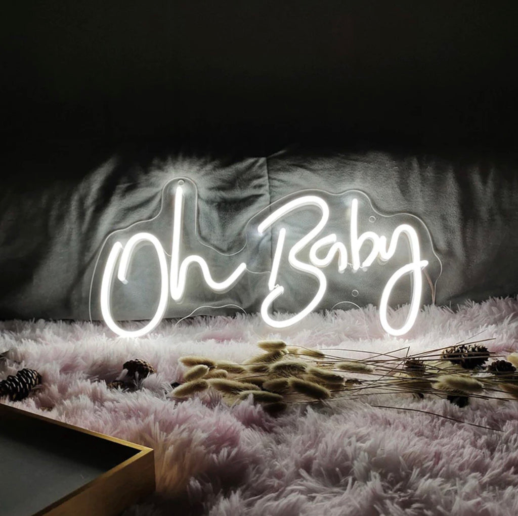 Custom Neon Sign oh baby in cool white