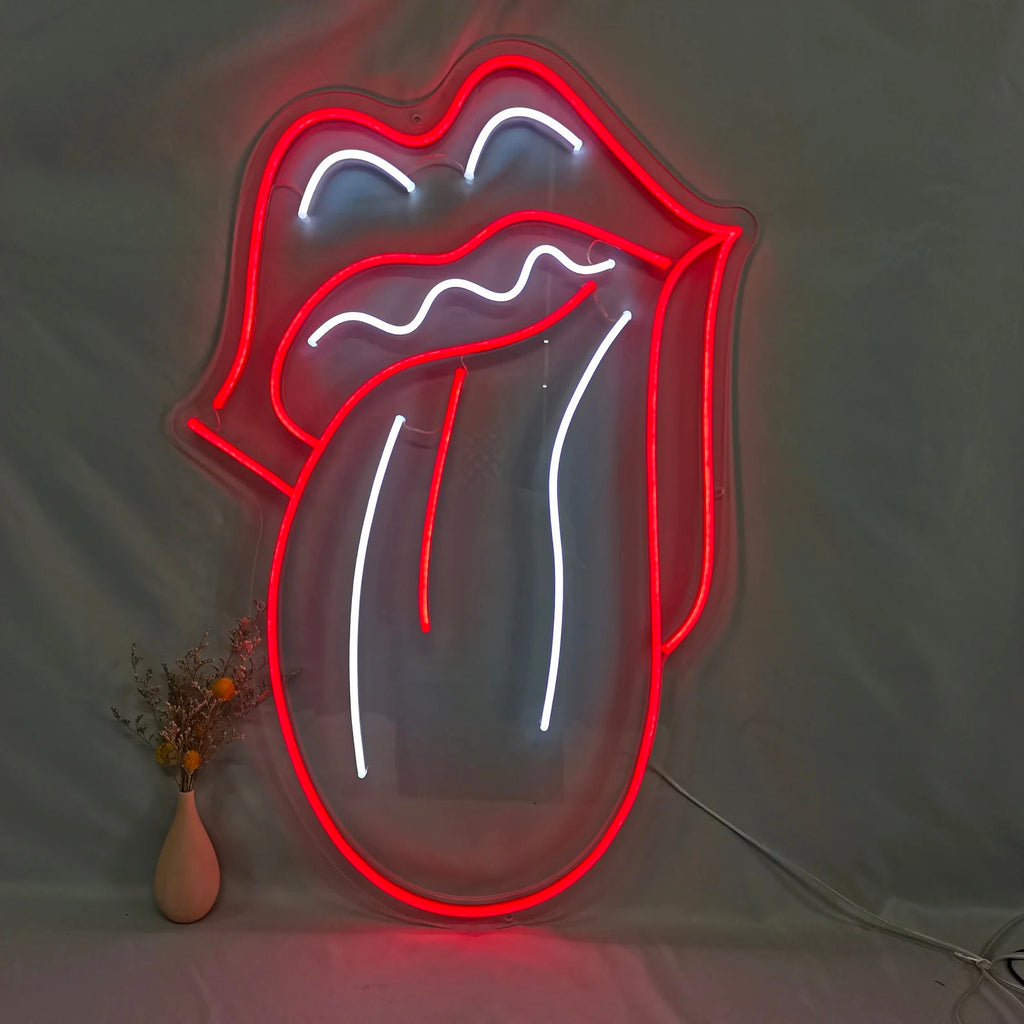 Mouth with Tongue out Custom Neon Sign Red