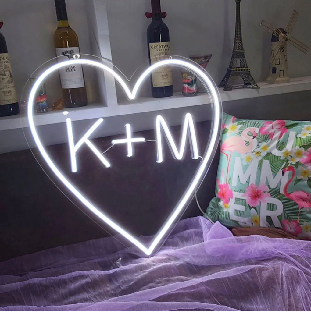 Initial Wedding Sign with Love Heart and customisable Letters