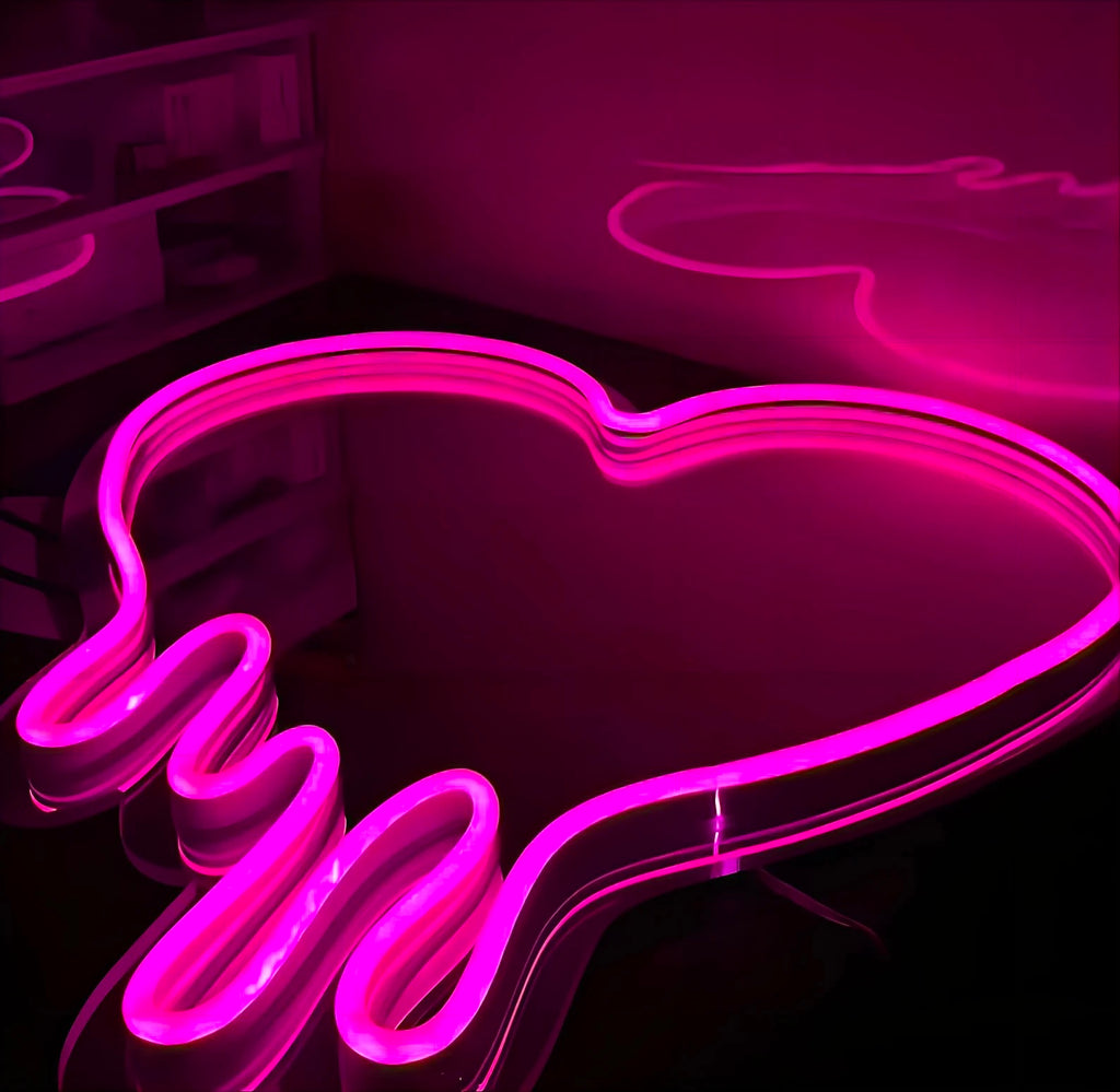 Dripping Heart Neon Sign Mirror Hot pink