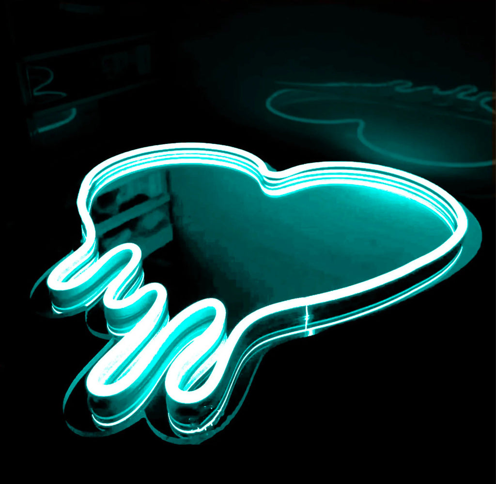 Dripping Neon Sign in Teal